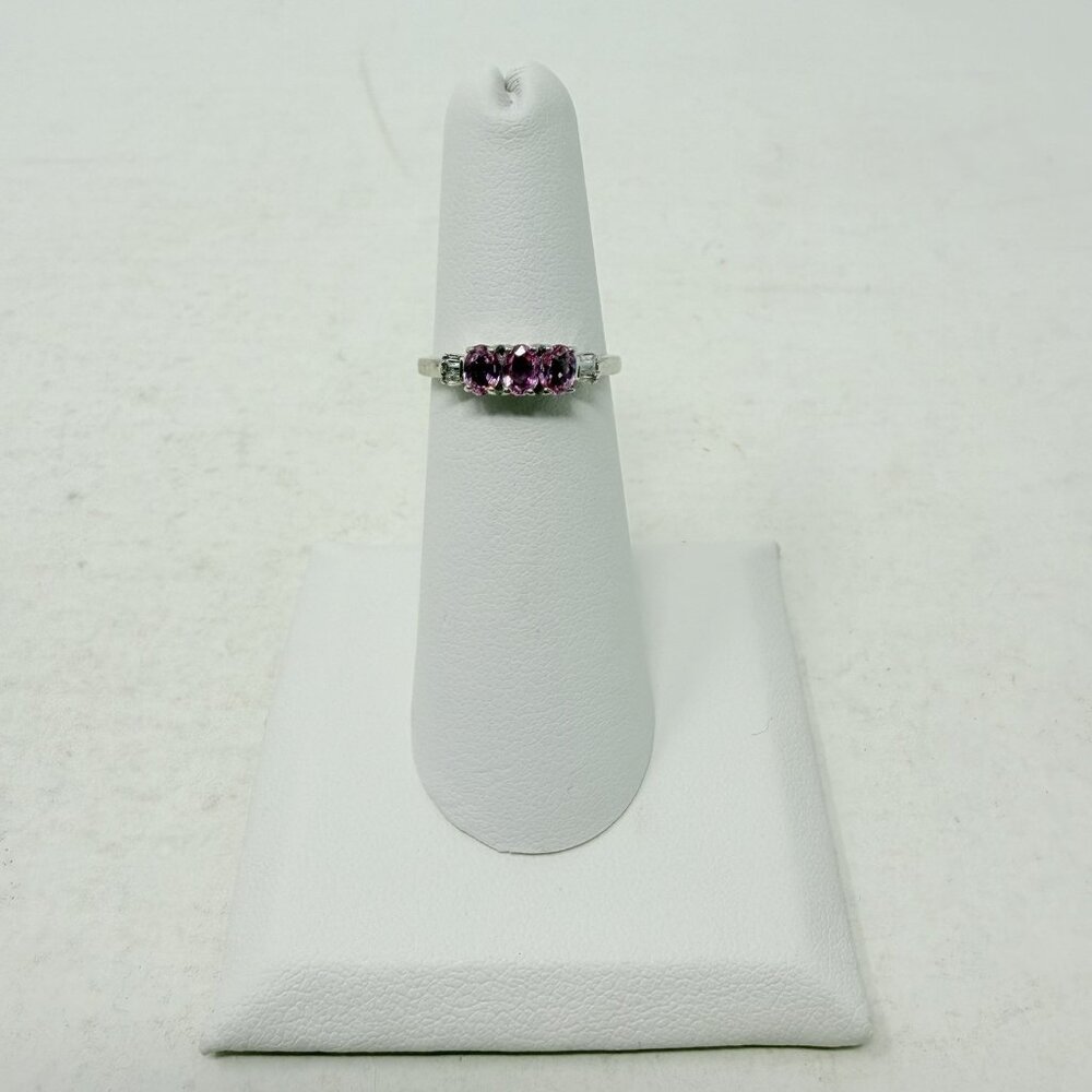 Shop LC Madagascar Pink Sapphire/Diamond Accent Size 5 Ring Sterling Silver 5391